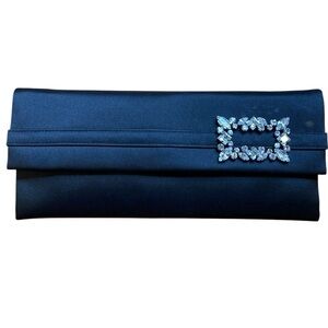 Preston & York Black Silky Jeweled Evening Bag Clutch Convertible